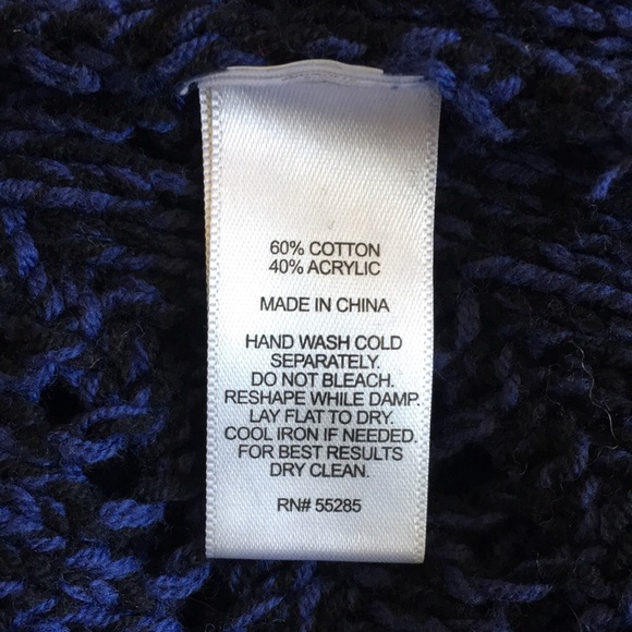 Express Blue & Black Open Weave Cable Knit Hi-lo Hem Pullover Sweater, sz Medium - Picture 8 of 13